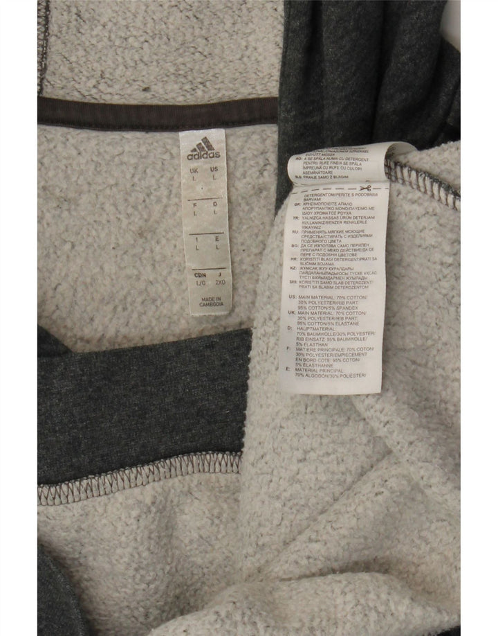 Felpa con cappuccio da uomo Adidas Large in cotone grigio