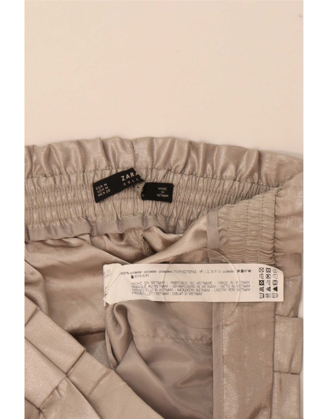 Pantaloni Capri a vita alta da donna Zara medi W28 L21 poliestere beige