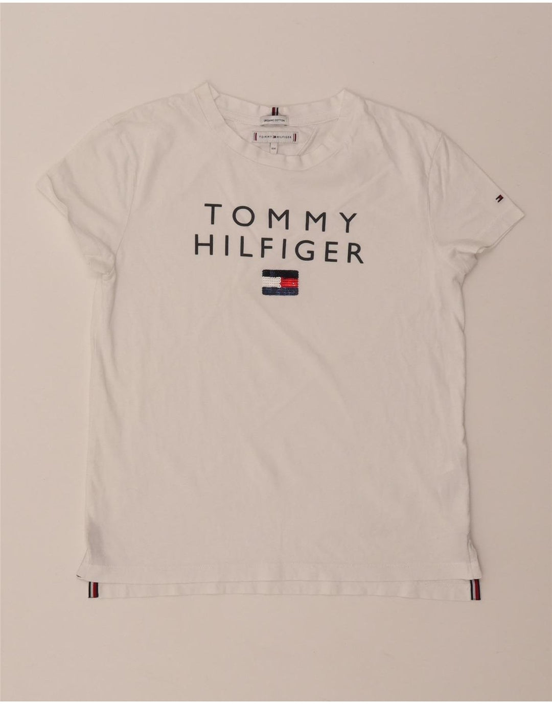 TOMMY HILFIGER T-shirt grafica per ragazzi 13-14 anni in cotone bianco