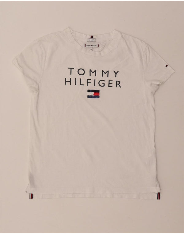 TOMMY HILFIGER T-shirt grafica per ragazzi 13-14 anni in cotone bianco