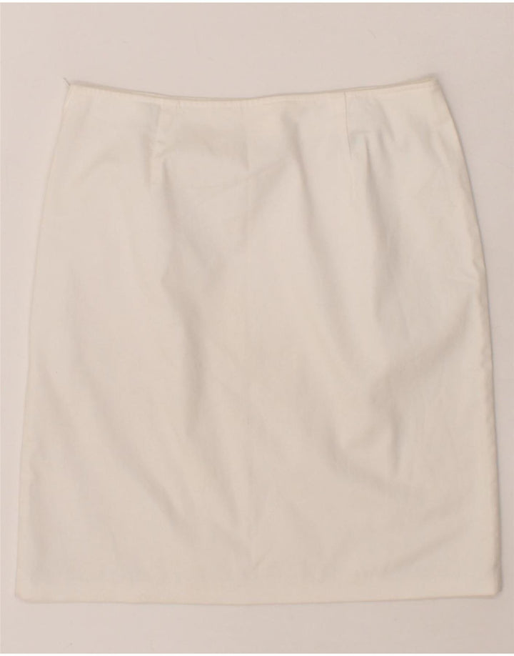 BENETTON Womens Straight Skirt IT 44 Medium W30  White Cotton Vintage Benetton and Second-Hand Benetton from Messina Hembry 