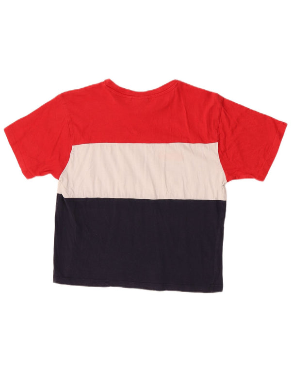 T-shirt grafica corta da donna Fila Top UK 10 Small Rosso Colourblock