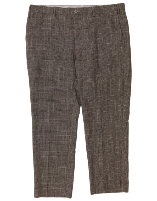 Pantaloni da abito dritti Regular Fit Marks & Spencer da uomo W40 L29 a quadri grigi