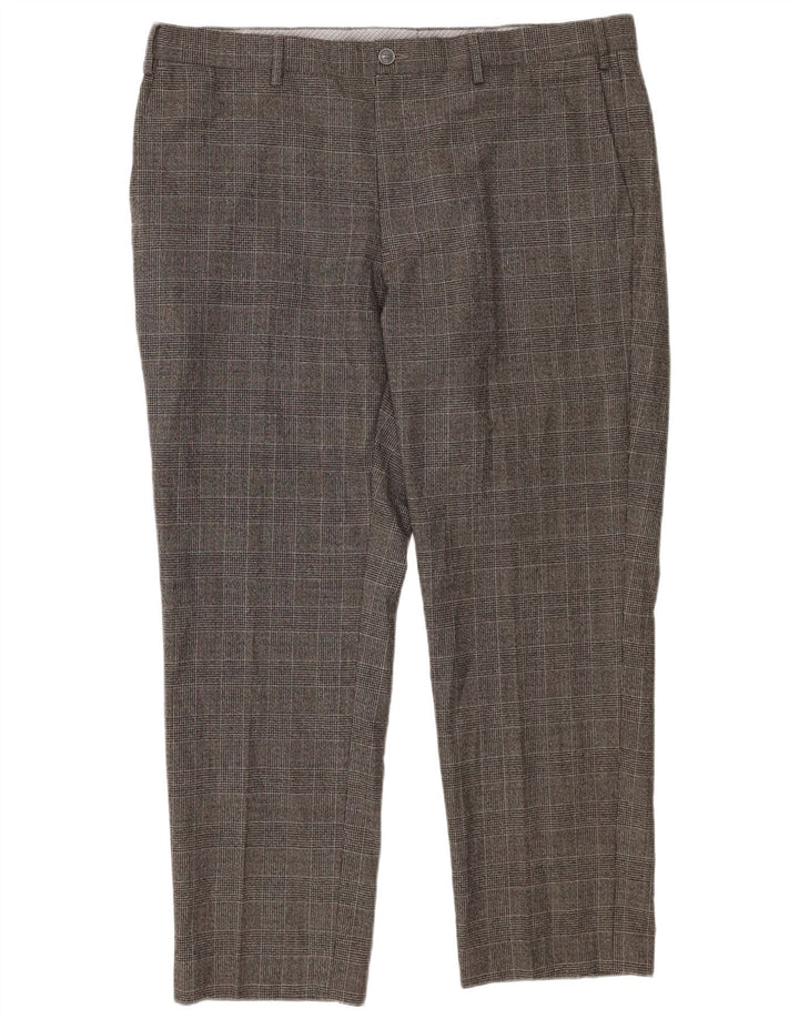 Pantaloni da abito dritti Regular Fit Marks & Spencer da uomo W40 L29 a quadri grigi