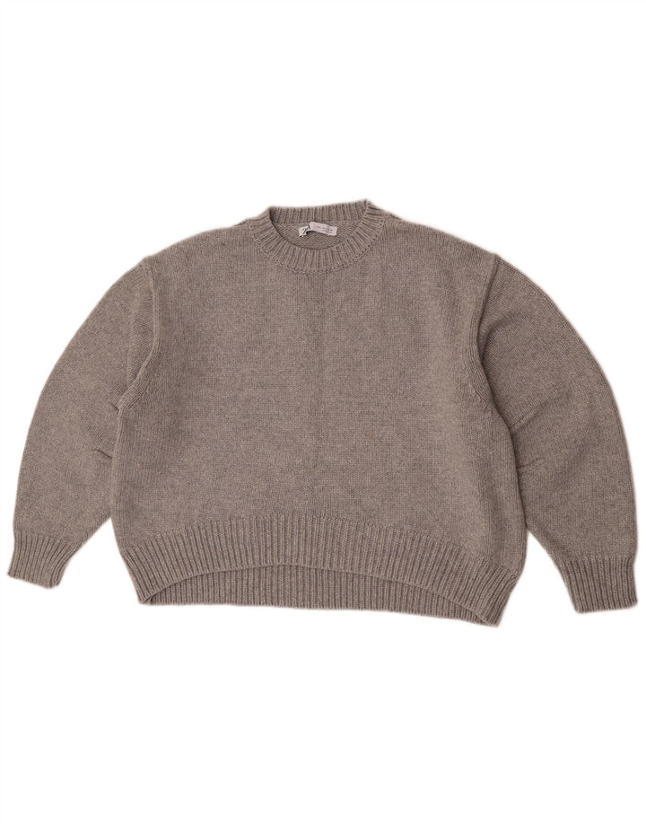 Maglione maglione girocollo da donna Zara UK 16 grande grigio poliammide