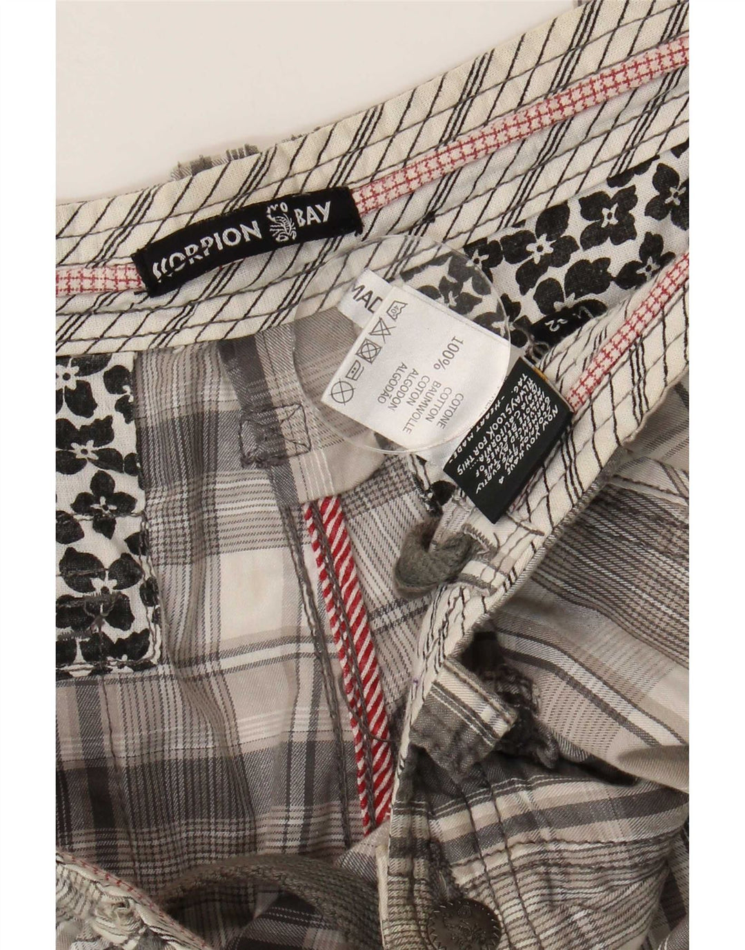 Pantaloncini cargo da uomo Scorpion Bay W34 cotone a quadri grigi grandi