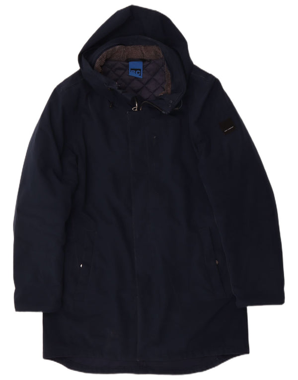 Giacca parka da uomo con cappuccio Best Company UK 40 grande blu navy
