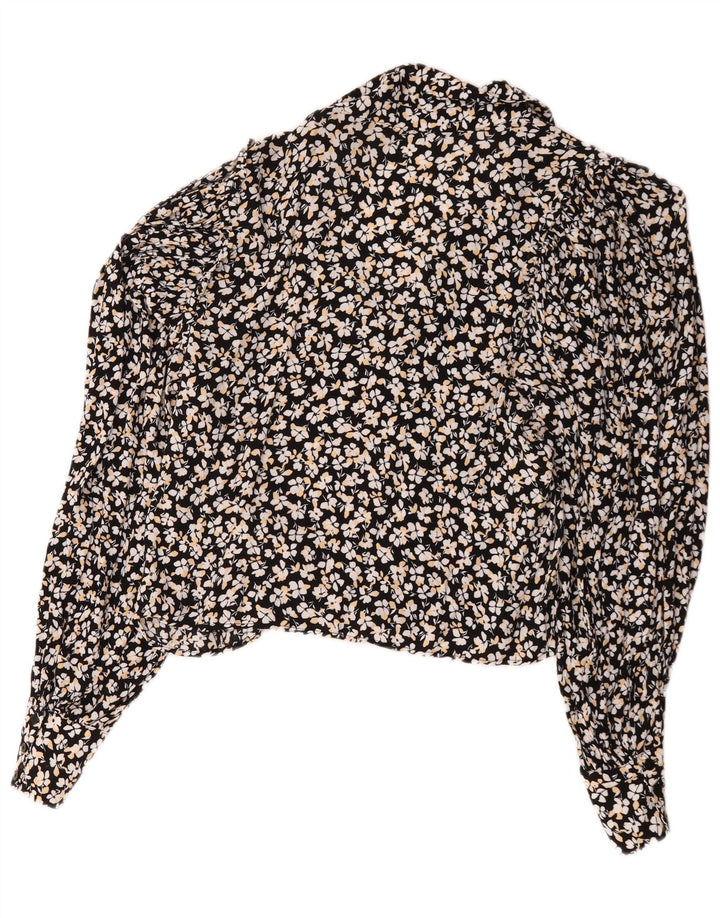 Camicia Zara da donna camicetta UK 14 viscosa floreale nera media