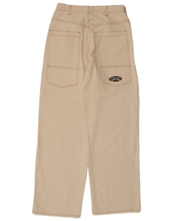 GANG Pantaloni casual a gamba larga da uomo XL W32 L33 in cotone bianco sporco