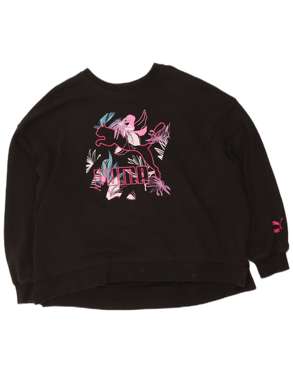Felpa oversize con grafica da donna Puma UK 16 Large Black Floral