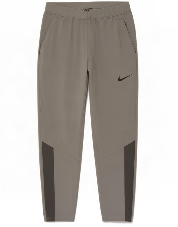 Nike Womens Dri Fit Tracksuit Trousers UK 16 Large Grey Colourblock