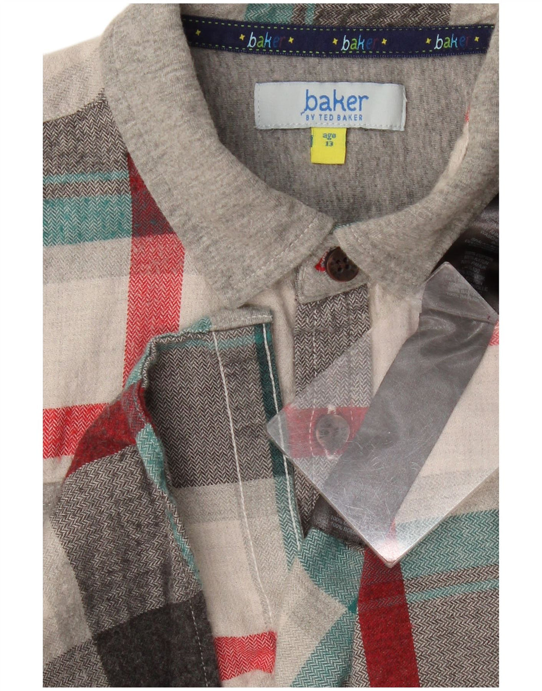 Camicia in flanella da ragazzo Ted Baker 12-13 anni in cotone scozzese grigio