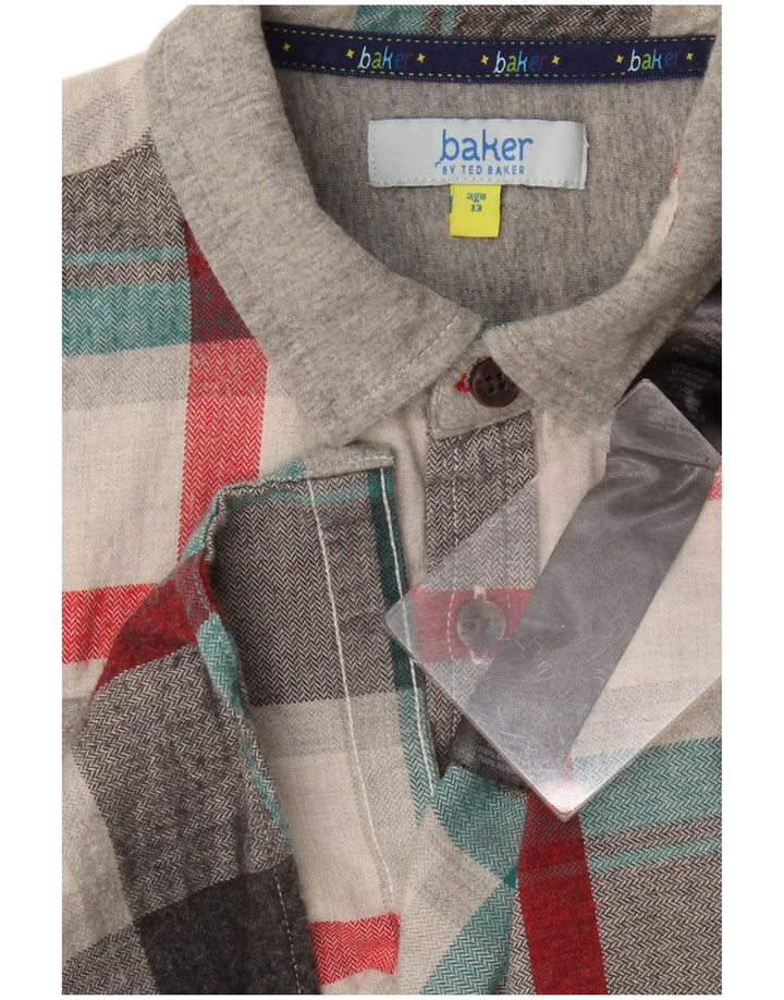 Camicia in flanella da ragazzo Ted Baker 12-13 anni in cotone scozzese grigio