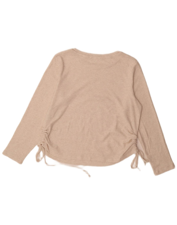 Marks & Spencer Top da donna a maniche lunghe UK 16 Large Beige Viscosa