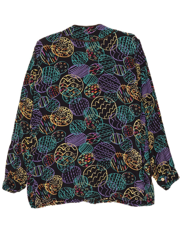 Camicetta vintage da donna a maniche lunghe UK 16 grande retrò multicolore