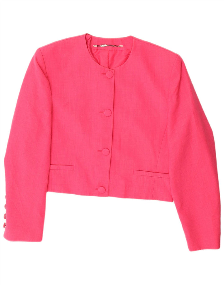 HUCKE Womens Bolero Jacket UK 12 Medium Pink Argyle/Diamond Polyester