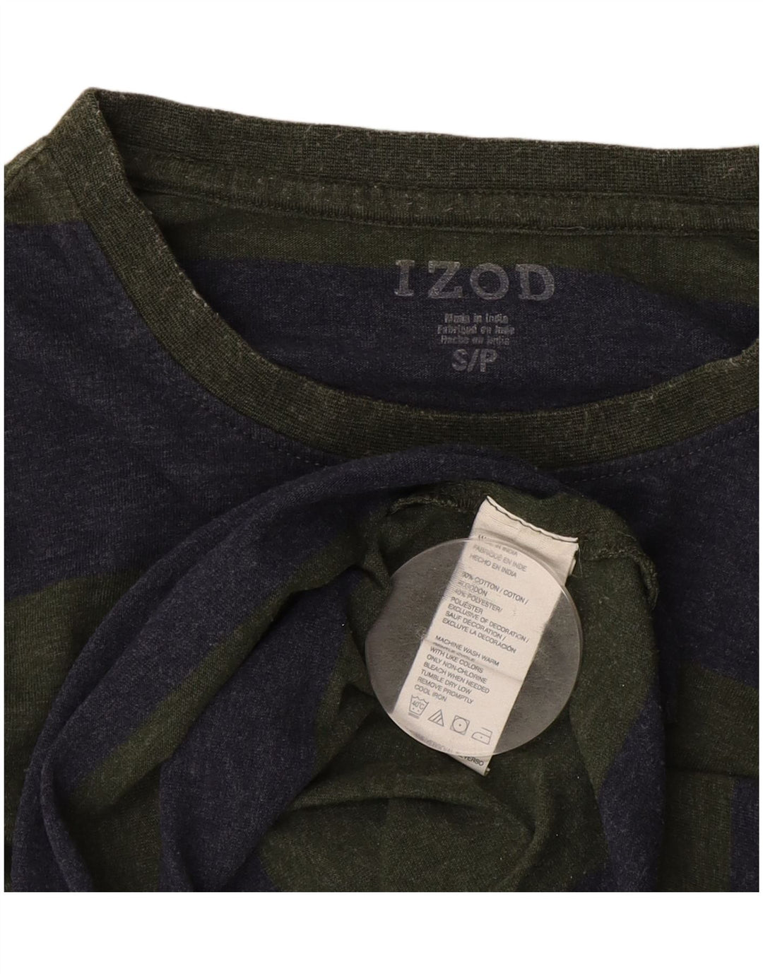 Top Izod da uomo a maniche lunghe in cotone a righe piccole verdi