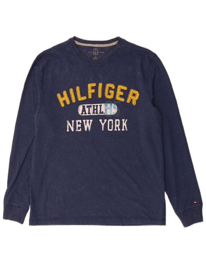 TOMMY HILFIGER Top grafico da uomo New York manica lunga blu navy medio