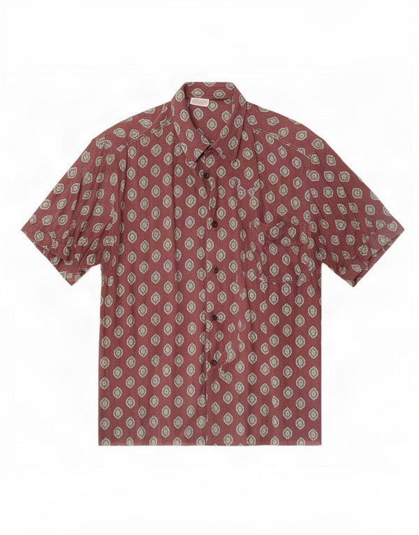 Camicia a maniche corte da uomo Benetton Marrone medio geometrico