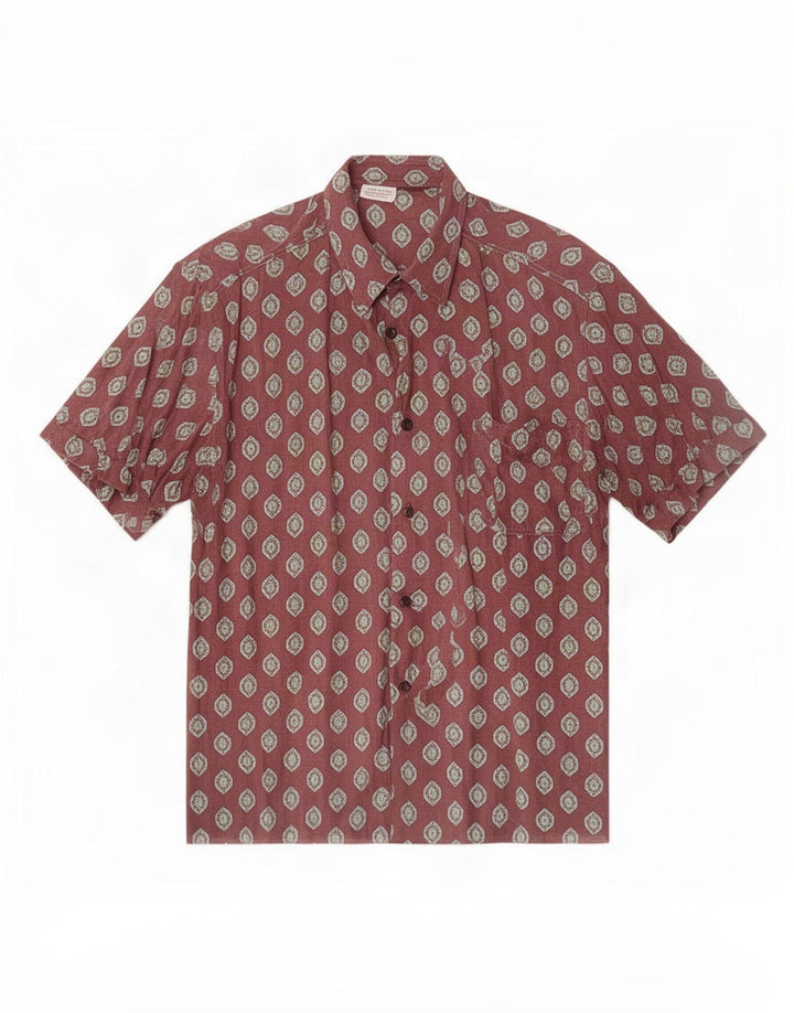 Camicia a maniche corte da uomo Benetton Marrone medio geometrico