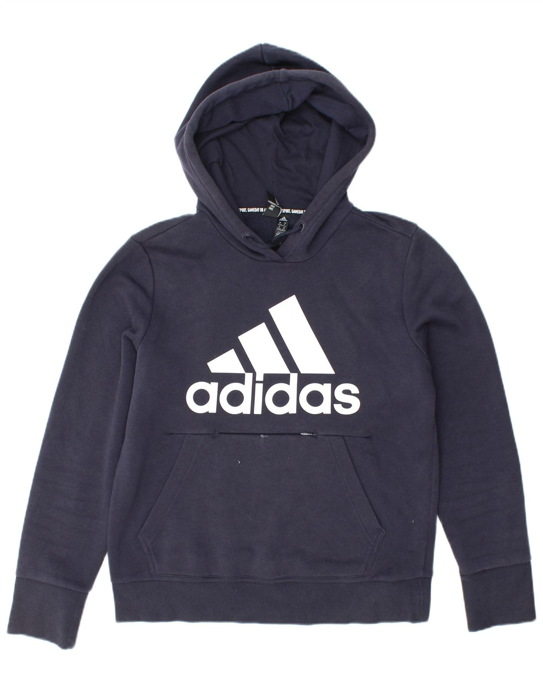 Maglione con cappuccio grafico da donna ADIDAS UK 12/14 Cotone medio blu navy