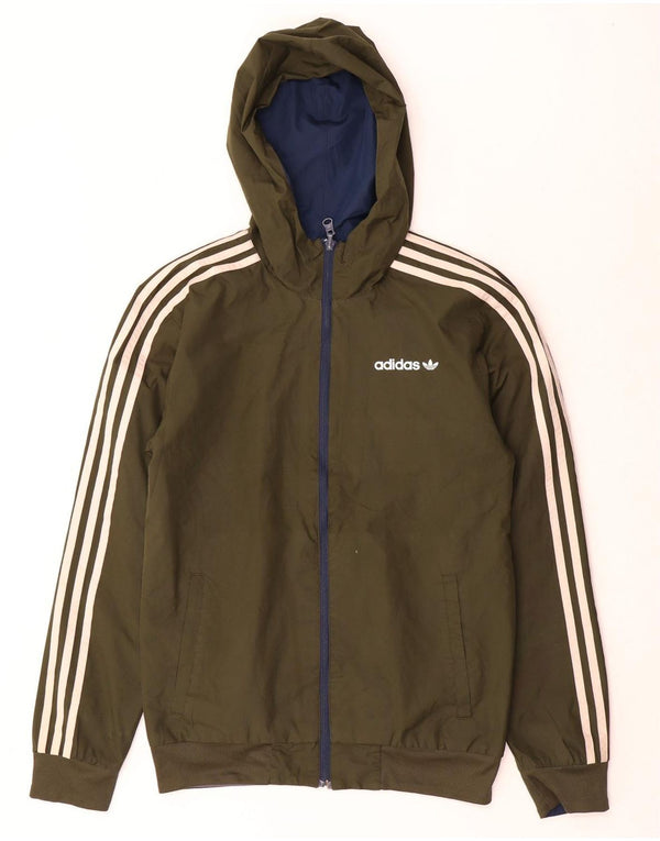 Giacca da ginnastica reversibile da uomo con cappuccio Adidas XS color kaki
