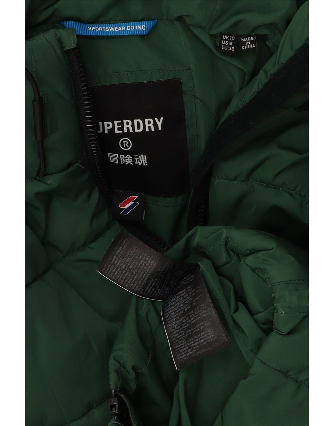 Giacca imbottita oversize con cappuccio da donna Superdry UK 10 Small Verde Poliestere