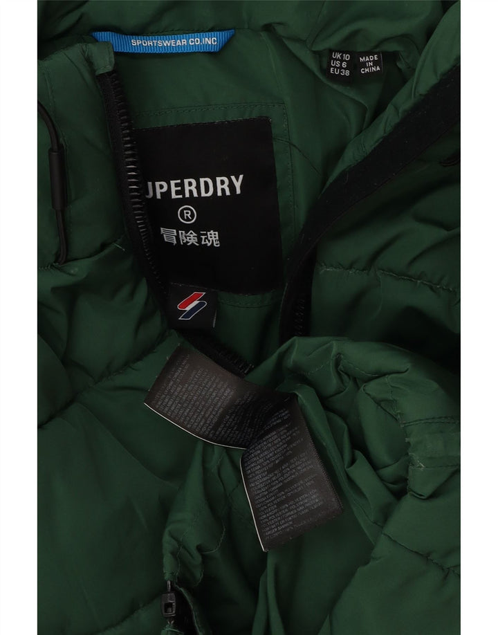 Giacca imbottita oversize con cappuccio da donna Superdry UK 10 Small Verde Poliestere
