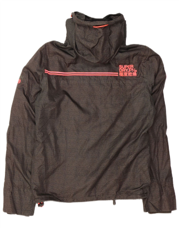 Giacca a vento con cappuccio da uomo SUPERDRY UK 36 piccola spina di pesce grigia
