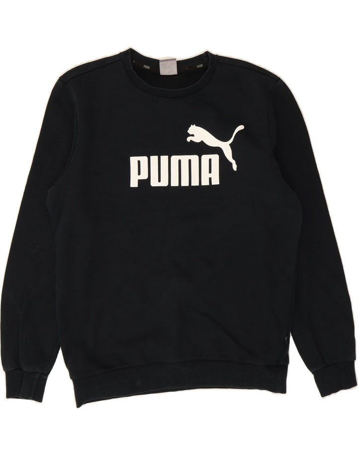 PUMA Mens Graphic Sweatshirt Jumper Medium Navy Blue Cotton Vintage Puma and Second-Hand Puma from Messina Hembry 