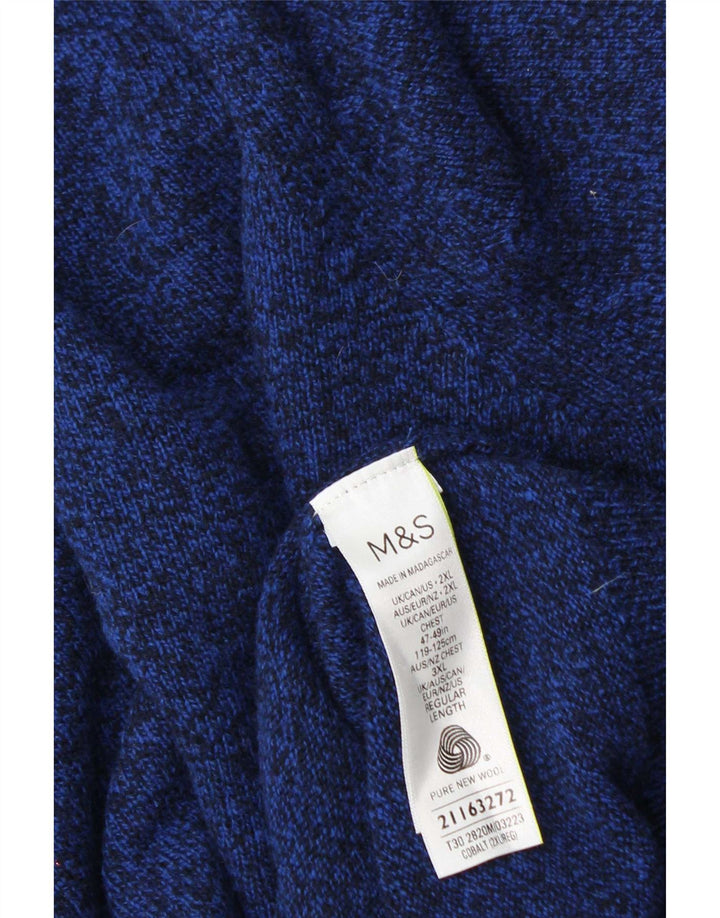 Maglione maglione girocollo da uomo Marks & Spencer 2XL lana blu