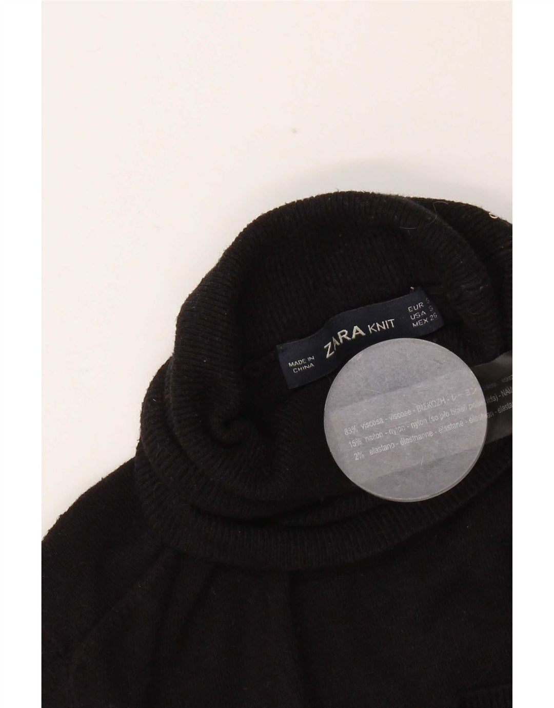 Maglione maglione a collo alto da donna Zara UK 8 piccolo in viscosa nera