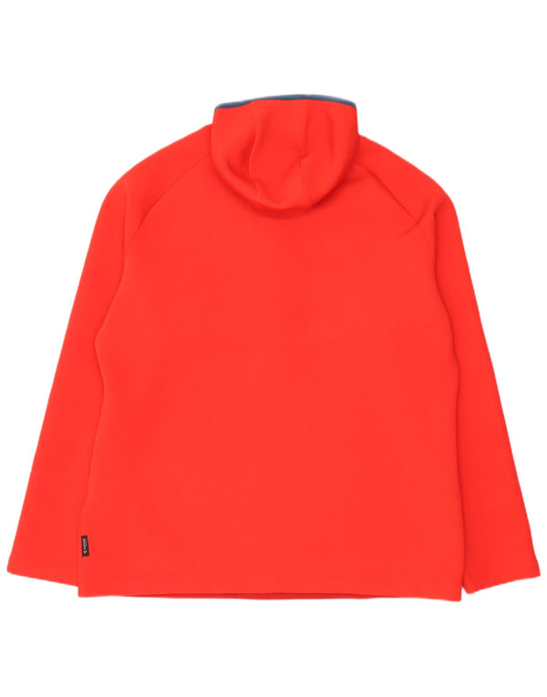 Jack Wolfskin Maglione in pile da uomo con cappuccio e zip UK 48 3XL Rosso Colourblock