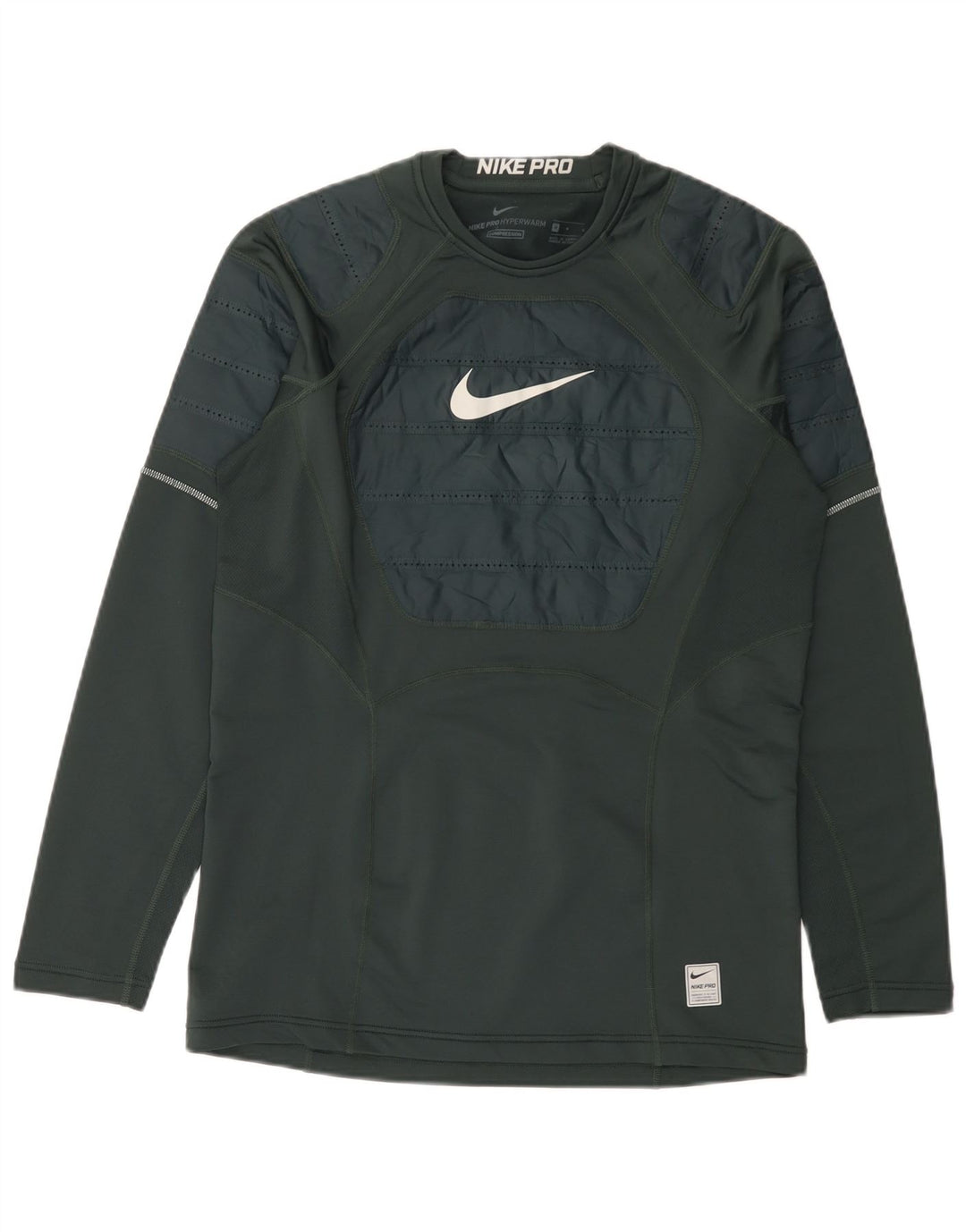 Nike Top grafico da uomo a maniche lunghe in poliestere color block verde medio
