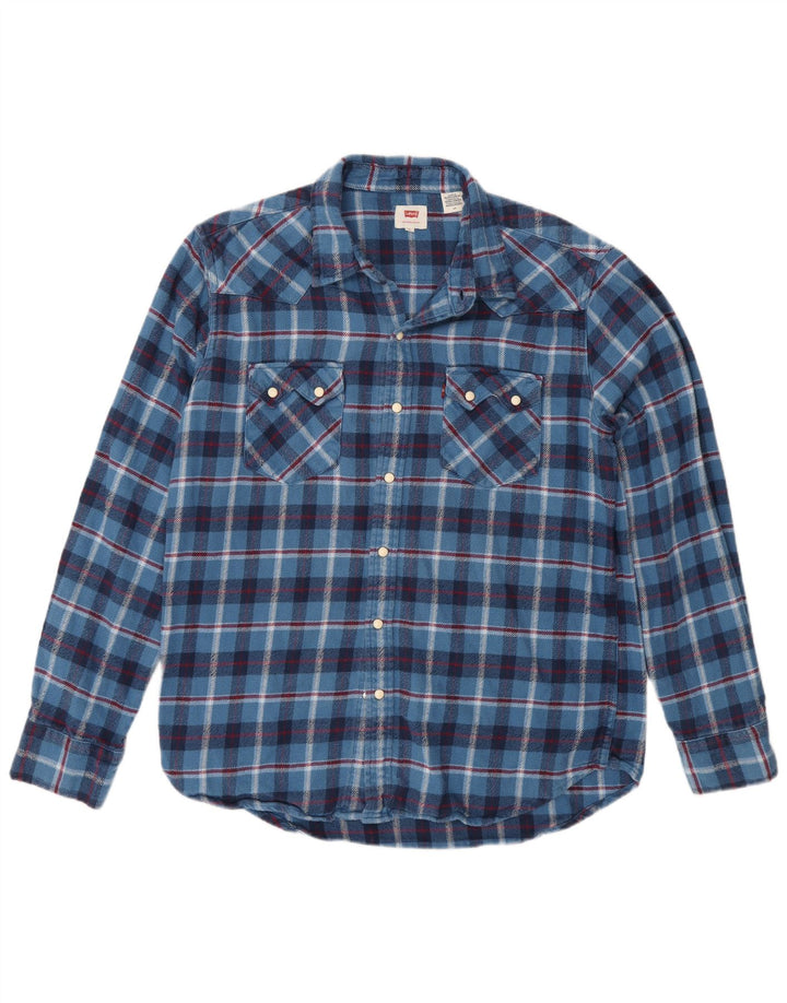 Camicia in flanella da uomo Levi's a quadri blu grandi