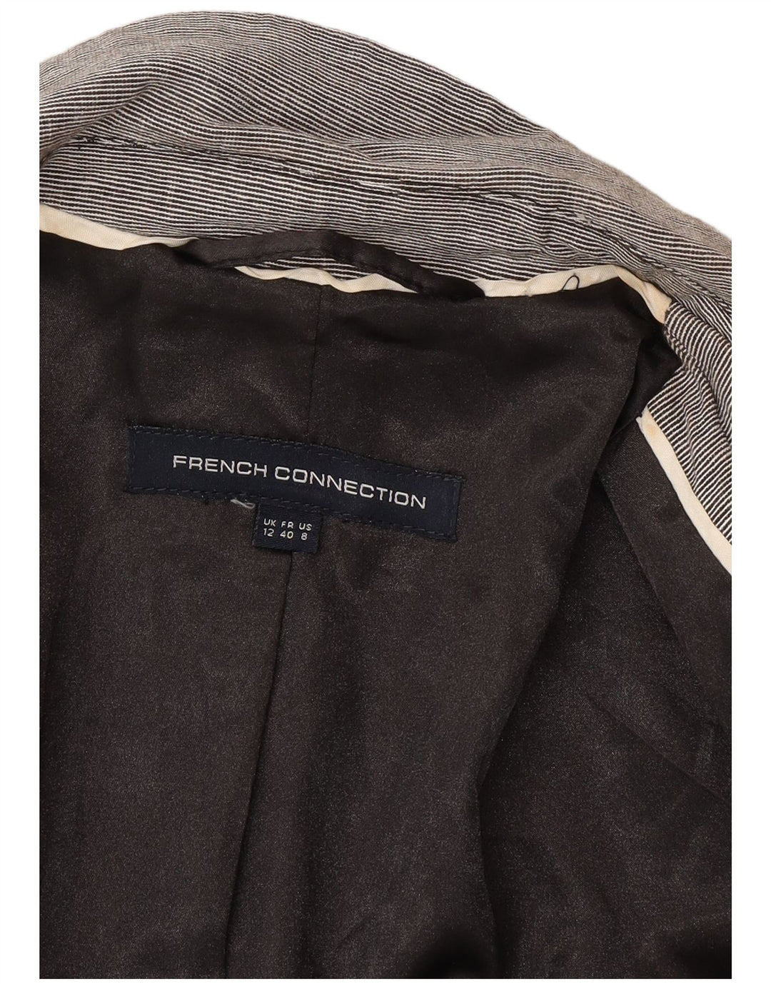 Giacca blazer da donna a 2 bottoni French Connection UK 12 Gessato grigio medio