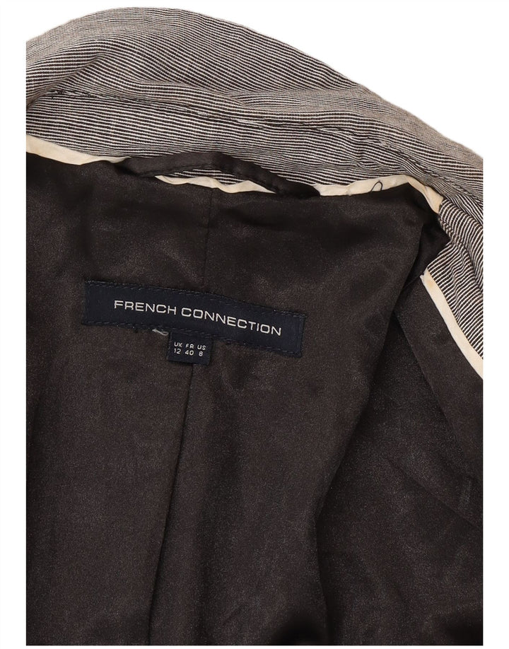 Giacca blazer da donna a 2 bottoni French Connection UK 12 Gessato grigio medio