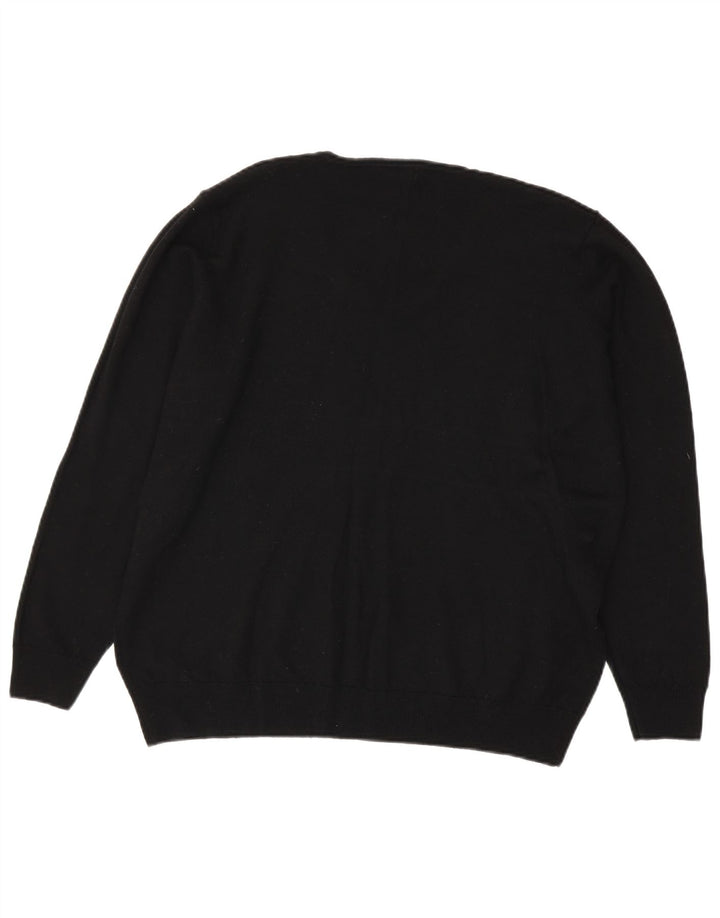 Maglione maglione con scollo a V da donna Marks & Spencer UK 20 2XL Lana nera