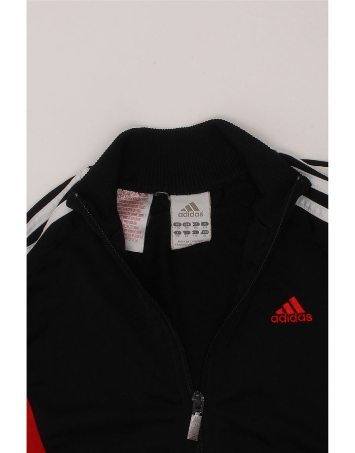 ADIDAS Boys Tracksuit Top Jacket 7-8 Years Black Colourblock Polyester Vintage Adidas and Second-Hand Adidas from Messina Hembry 