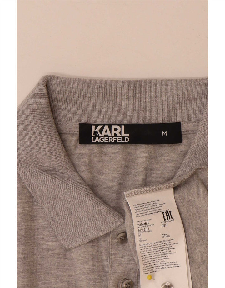 Polo grafica da uomo Karl Lagerfeld in cotone chiazzato grigio medio