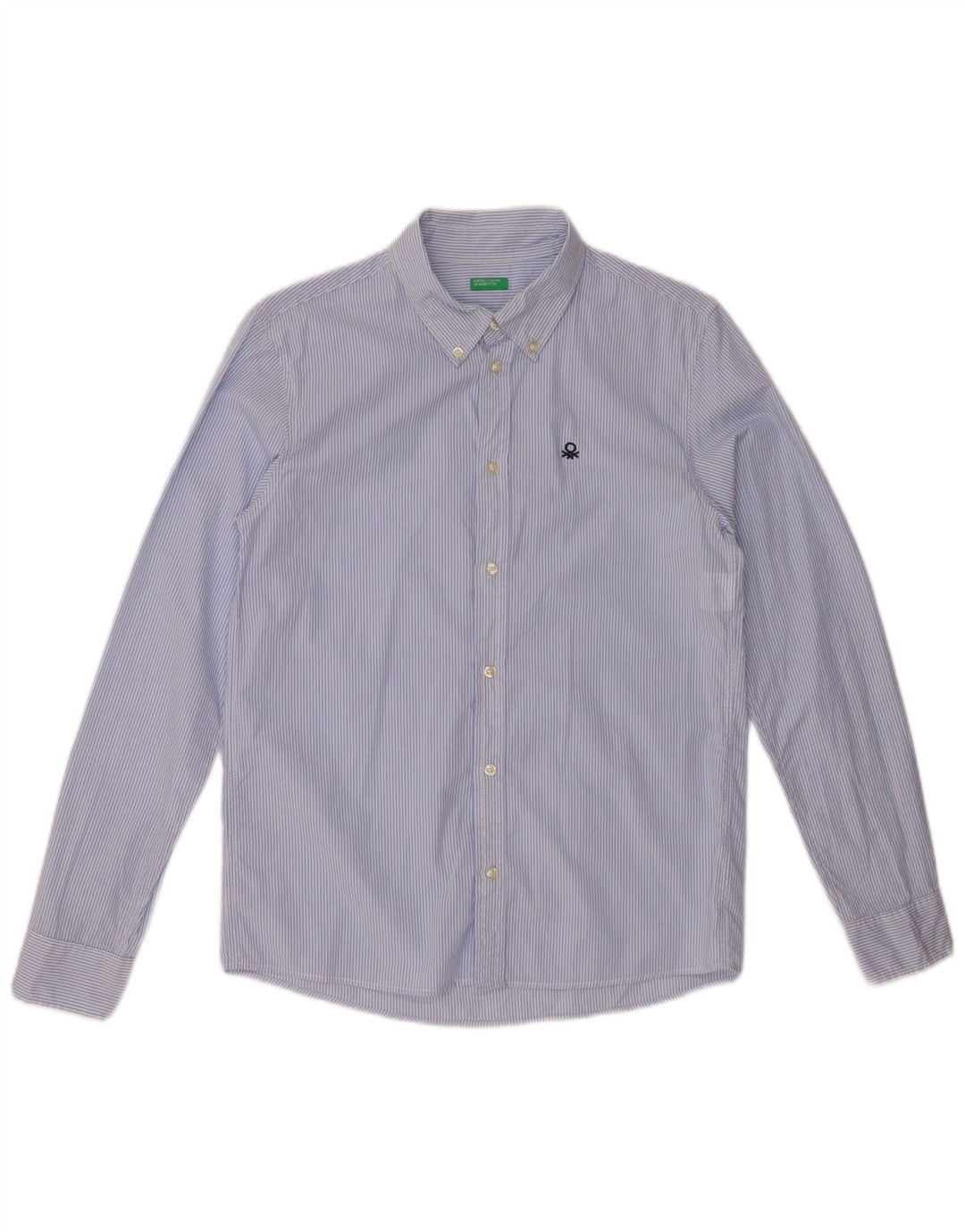 Camicia BENETTON Bambino 13-14 Anni 3XL Cotone Gessato Blu