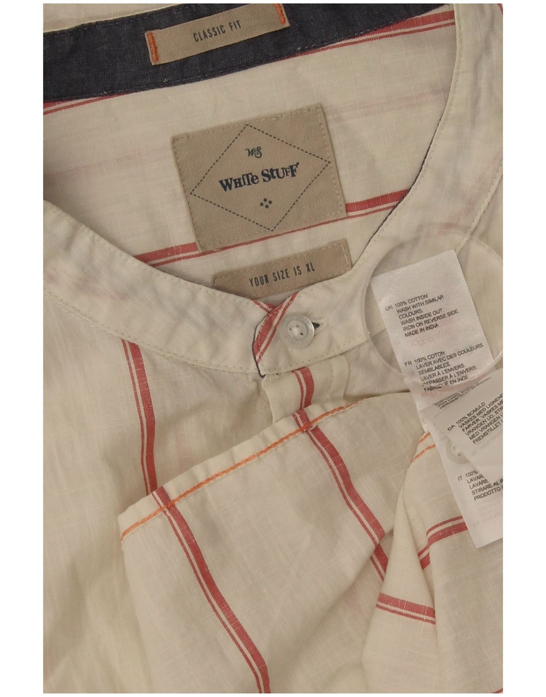 Camicia da uomo Classic Fit di White Stuff XL in cotone a righe bianche