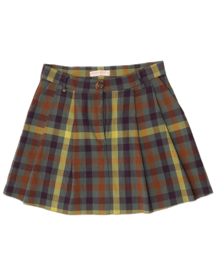 Rinascimento Minigonna Plissettata da Donna Media W30 a quadretti Multicolore