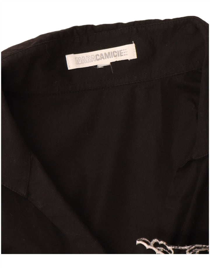 Camicetta camicia da donna Naracamicie UK 12 cotone floreale nero medio