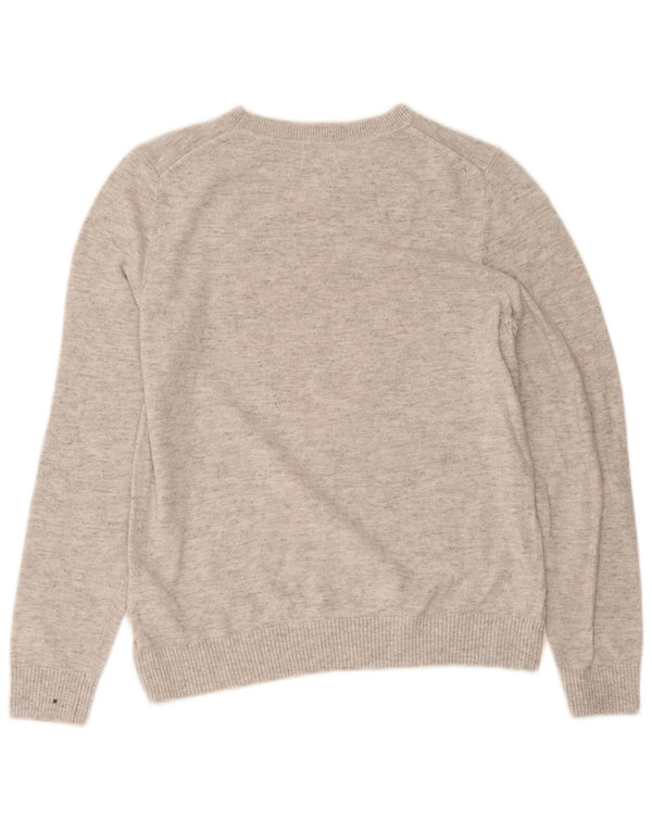 Felpa con grafica da donna John Lewis, maglione UK 12, cuore di cotone grigio medio
