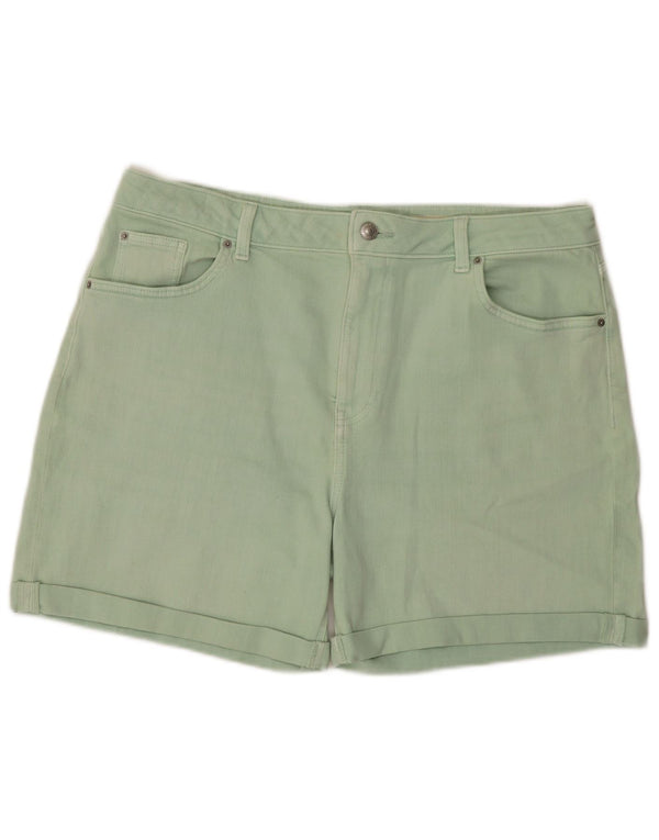Pantaloncini di jeans a vita alta da donna Marks & Spencer UK 16 Large W36 cotone verde