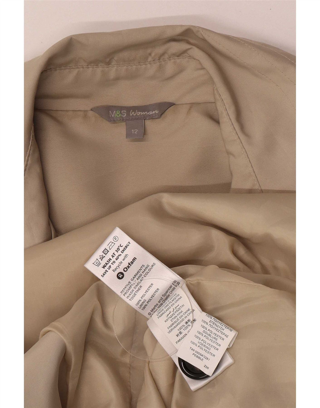Trench da donna Marks & Spencer UK 12 Classico in poliestere beige medio