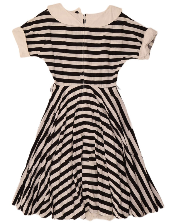 Abito a trapezio da donna VINTAGE UK 12 medio a righe nere
