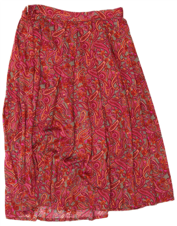 Gonna svasata da donna vintage W30 colore rosso medio con motivo cachemire