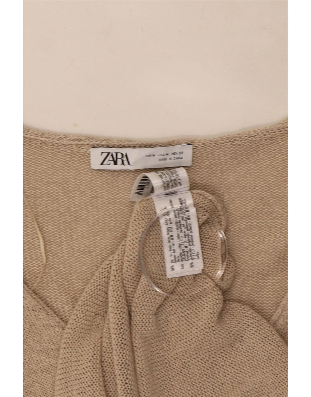 Maglione cardigan da donna Zara UK 14 Lino beige medio